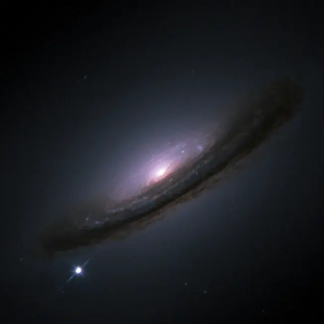 Supernova 1994D shining at the edge of galaxy NGC 4526, nearly as bright as its entire host galaxy
